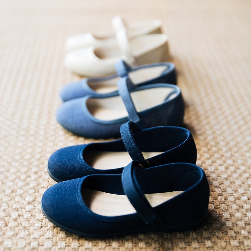 Alma Navy Adjustable Velcro Non Slip Rubber Soles Spain core by Childrenchic – Don't Panic Shoes