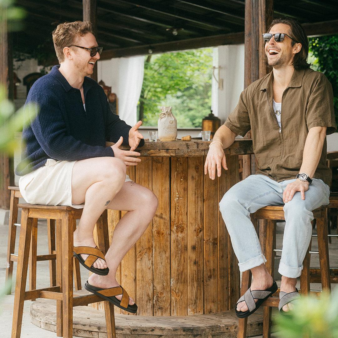 Amalfi CroSsover Sandal Men’s Calf Leather Suede Grigio Men's Footwear by Del Toro Shoes – Don't Panic Shoes