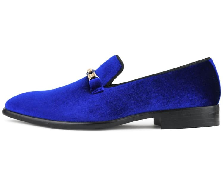 Amali Aller Men's Royal Blue Velvet Slippers Smoking Slippers by Amali – Don't Panic Shoes