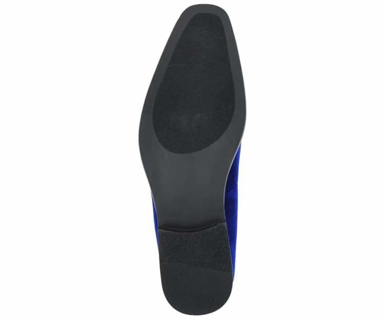 Amali Aller Men's Royal Blue Velvet Slippers Smoking Slippers by Amali – Don't Panic Shoes