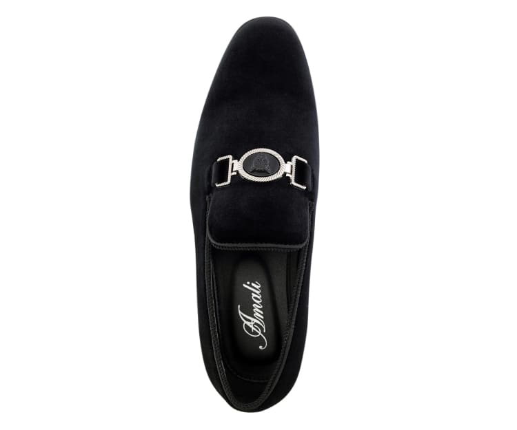Amali Antonio Men's Black Royal Slip On Dress Shoes Smoking Slippers by Amali – Don't Panic Shoes