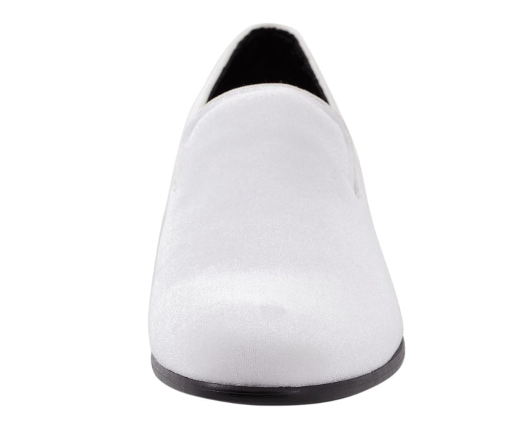 Amali ArieS Velvet Elegance Loafers Men’s White Velvet Smoking Slippers by Amali – Don't Panic Shoes