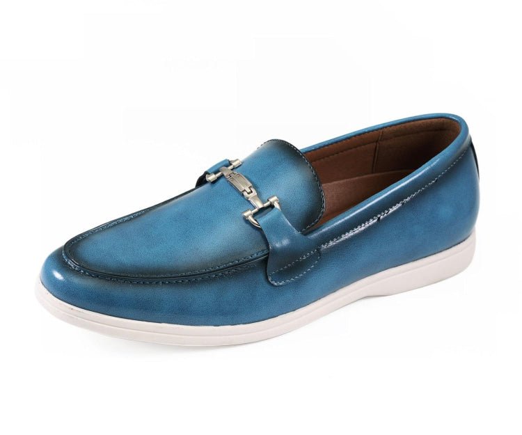 Amali Cahill Men's Turquoise Blue Leather Elegant Loafers Loafers by Amali – Don't Panic Shoes