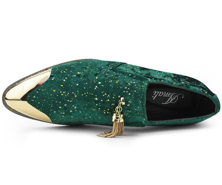 Amali Chaz Men's Green Luxury Velvet Smoking Slippers Smoking Slippers by Amali – Don't Panic Shoes