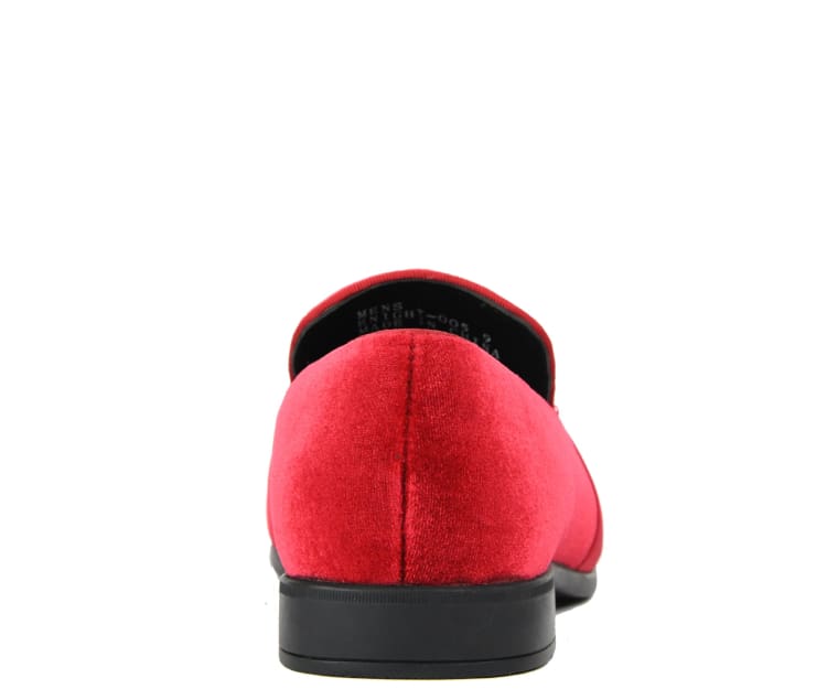 Amali CrimSon Knight Velvet Loafers Men’s Red Velvet Smoking Slippers by Amali – Don't Panic Shoes