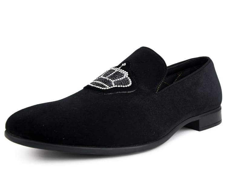 Amali Crown Black Velvet Slip On Loafers Smoking Slippers by Amali – Don't Panic Shoes