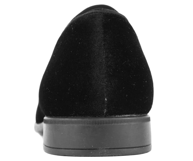 Amali Crown Black Velvet Slip On Loafers Smoking Slippers by Amali – Don't Panic Shoes