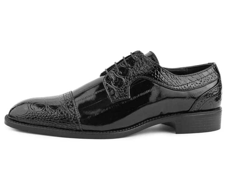 Amali Dallas Black Oxford Dress Shoes Eel Skin Oxfords by Amali – Don't Panic Shoes