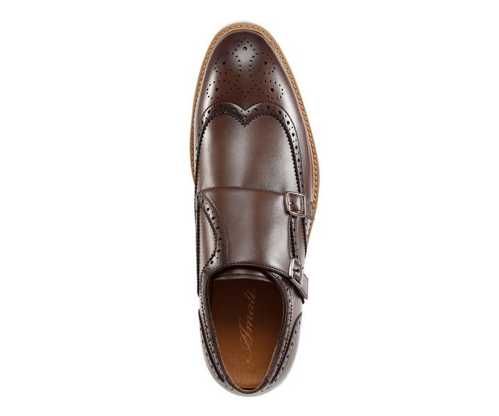 Amali Dario CaSual Elegance Monk Strap Shoes Men’s Brown Leather Oxfords by Amali – Don't Panic Shoes