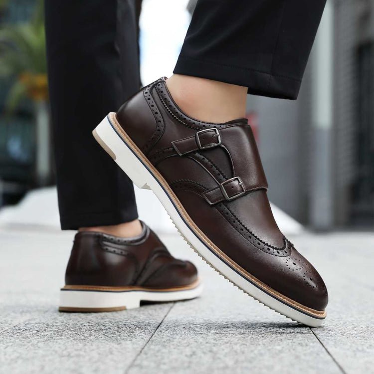 Amali Dario CaSual Elegance Monk Strap Shoes Men’s Brown Leather Oxfords by Amali – Don't Panic Shoes