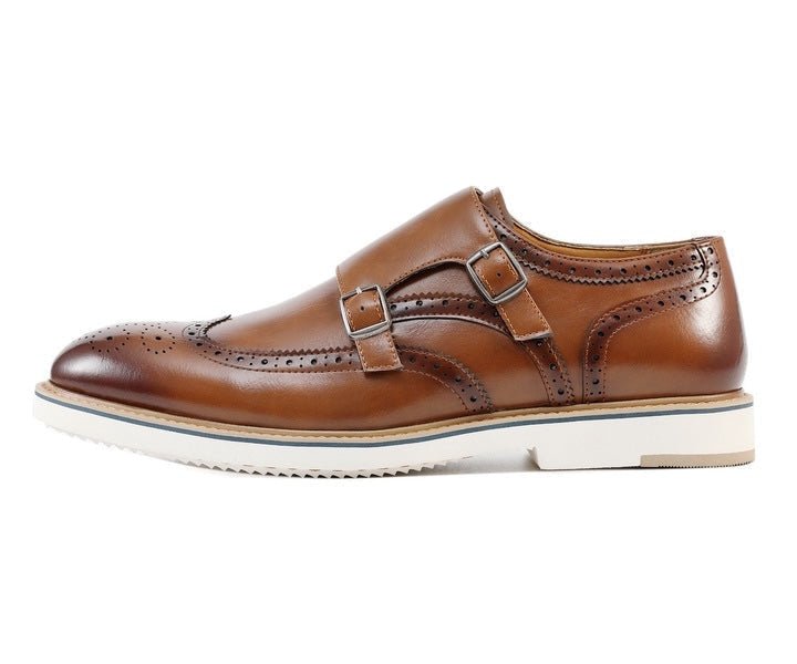 Amali Dario Monk Strap ShoeS Men’s Smooth Cognac Leather Oxfords by Amali – Don't Panic Shoes