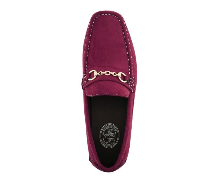 Amali Ecker Burgundy Men’S Suede Driving Moccasins Driving Moccasins by Amali – Don't Panic Shoes