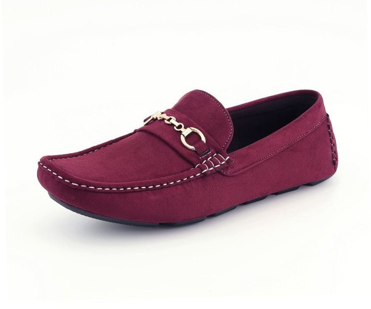 Amali Ecker Burgundy Men’S Suede Driving Moccasins Driving Moccasins by Amali – Don't Panic Shoes
