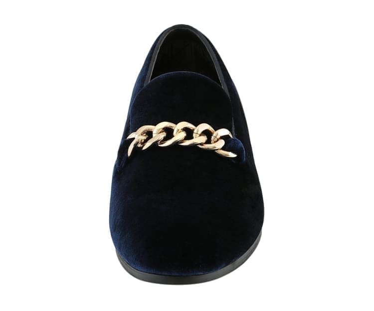 Amali Elegant Velvet Smoking SlipperS Men’s With Gold Chain Ornament Smoking Slippers by Amali – Don't Panic Shoes