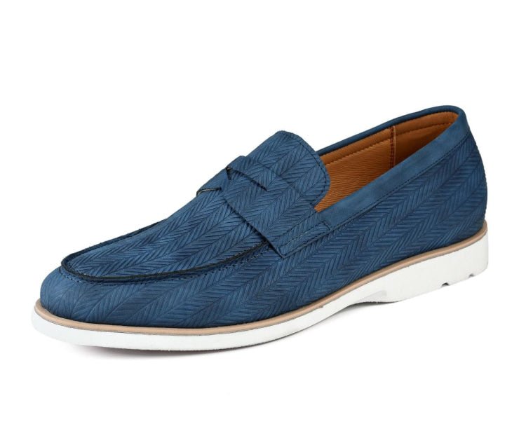 Amali EliaS Blue Herringbone Loafers Men’s Casual Slip On Loafers by Amali – Don't Panic Shoes
