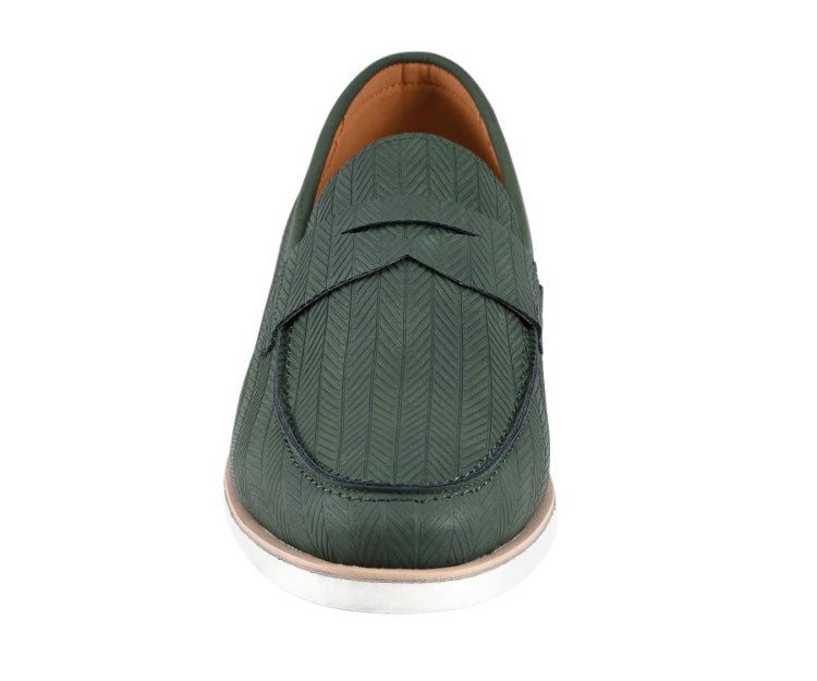 Amali EliaS Herringbone Men’s Olive Green Fabric Loafers Loafers by Amali – Don't Panic Shoes