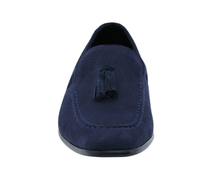 Amali Emperor Navy Men’S Velvet Tassel Loafers Smoking Slippers by Amali – Don't Panic Shoes