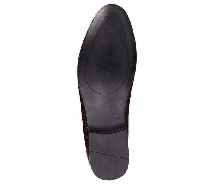 Amali Erin Red Paisley Glitter Tuxedo Slippers For Women Loafers by Amali – Don't Panic Shoes