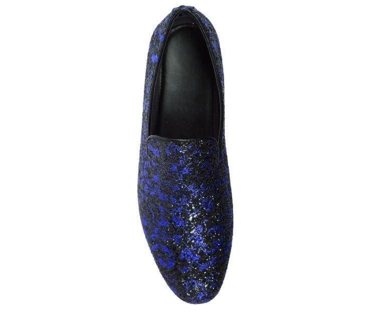 Amali Erin Royal Paisley Glitter Tux Slippers Men's Loafers by Amali – Don't Panic Shoes