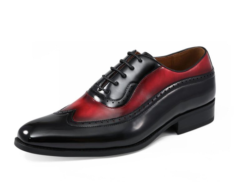 Amali Everett Two Tone Men's Black And Red Leather Wingtip Oxfords Oxfords by Amali – Don't Panic Shoes