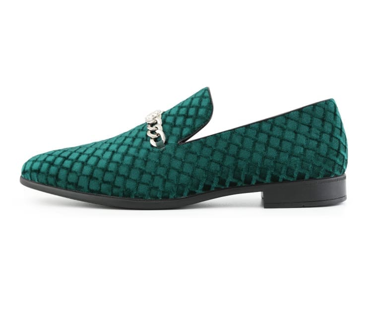 Amali Felix Green Velvet Smoking Slippers With Jaguar Bit Smoking Slippers by Amali – Don't Panic Shoes