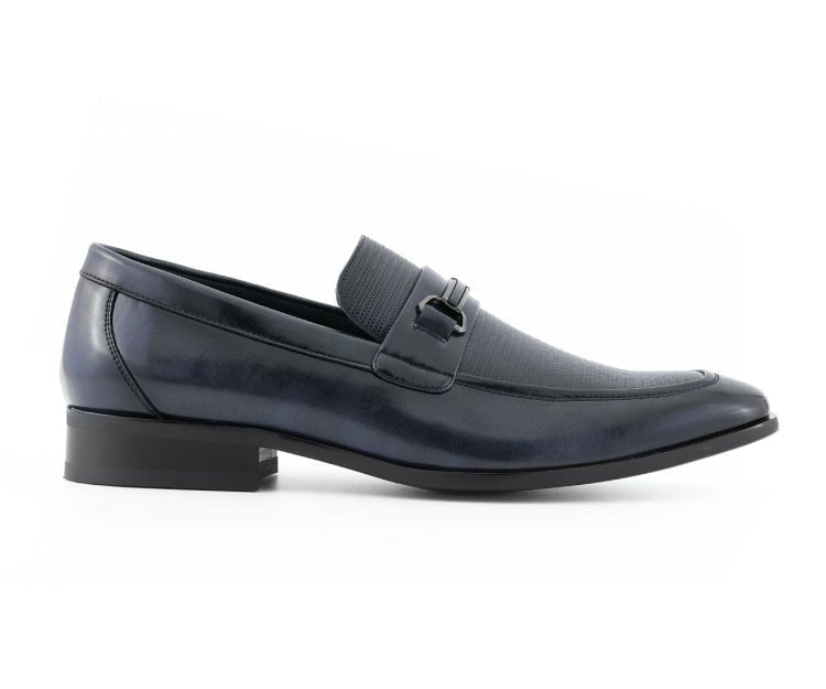 Amali Gerald Navy Men’S Slip On Dress Shoes Rubber Sole Loafers by Amali – Don't Panic Shoes