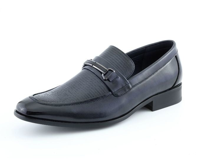 Amali Gerald Navy Men’S Slip On Dress Shoes Rubber Sole Loafers by Amali – Don't Panic Shoes