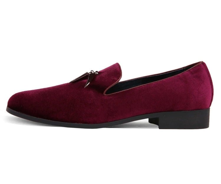 Amali Heath Burgundy Men’S Velvet Smoking Slippers Smoking Slippers by Amali – Don't Panic Shoes