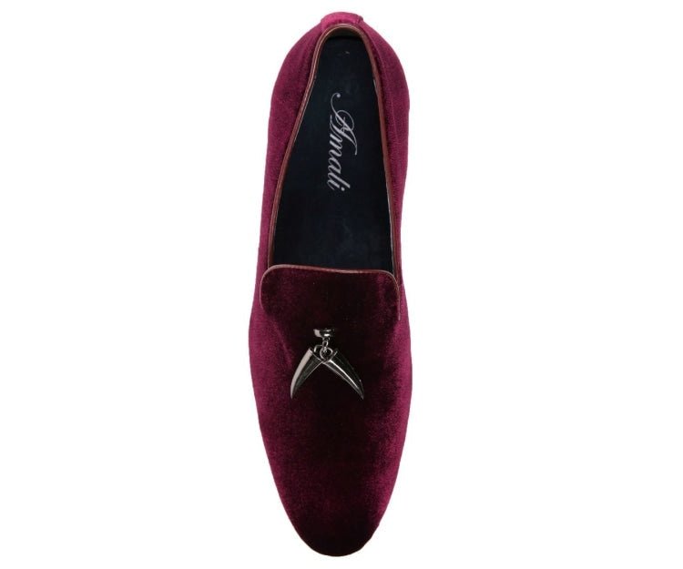 Amali Heath Burgundy Men’S Velvet Smoking Slippers Smoking Slippers by Amali – Don't Panic Shoes