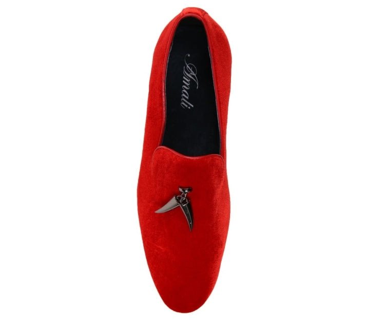 Amali Heath CrimSon Luxe Velvet Smoking Slippers Men’s Red Velvet Smoking Slippers by Amali – Don't Panic Shoes