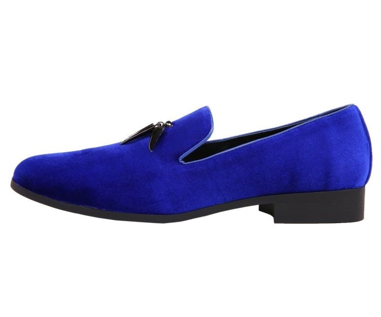Amali Heath Luxurious Royal Blue Velvet Smoking Slippers Smoking Slippers by Amali – Don't Panic Shoes