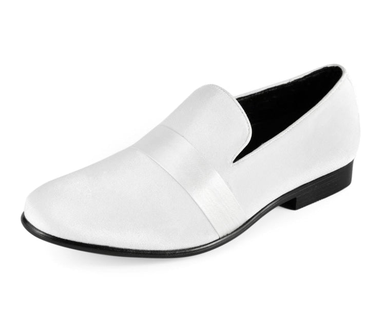 Amali Knight Men's Elegant White Velvet Loafers Smoking Slippers by Amali – Don't Panic Shoes