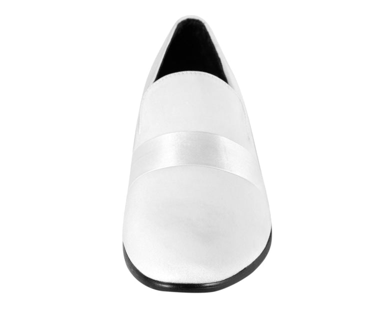 Amali Knight Men's Elegant White Velvet Loafers Smoking Slippers by Amali – Don't Panic Shoes