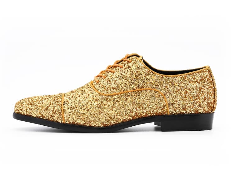 Amali Lawrence Glitter OxfordS Men’s Gold Dress Shoes Oxfords by Amali – Don't Panic Shoes