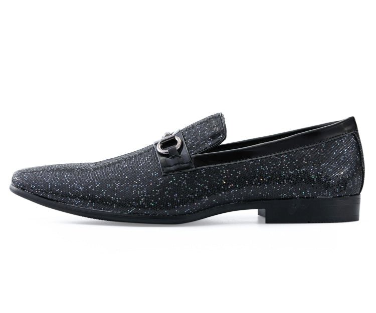 Amali Luxe Black Glitter Loafers Men's Glitter Upper Smoking Slippers by Amali – Don't Panic Shoes