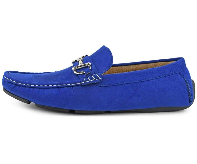 Amali Luxe Walken Men’S Royal Blue Loafers Driving Moccasins by Amali – Don't Panic Shoes