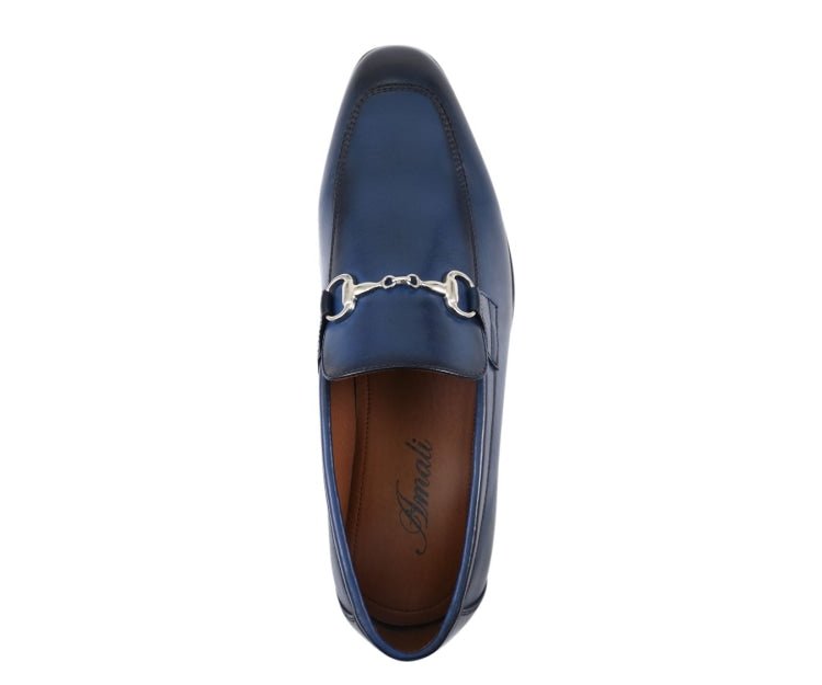 Amali Marco Navy Men’S Leather Loafers With Metal Bit Loafers by Amali – Don't Panic Shoes