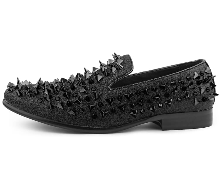Amali Mesa Black Gold Studded Men's Leather SliOn on Shoes Smoking Slippers by Amali – Don't Panic Shoes