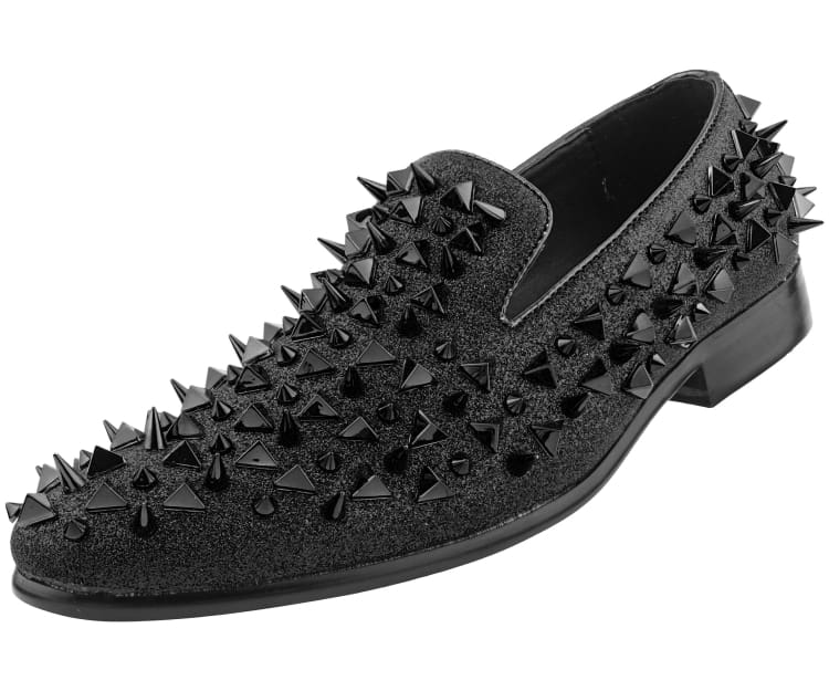 Amali Mesa Black Gold Studded Men's Leather SliOn on Shoes Smoking Slippers by Amali – Don't Panic Shoes
