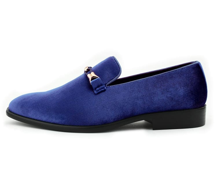 Amali Navy Luxe Velvet LoaferS Men’s Velvet Smoking Slippers by Amali – Don't Panic Shoes