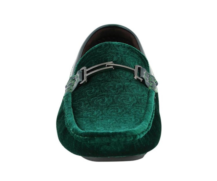 Amali Roberto Green Men's Velvet Green Driving Moccasins Driving Moccasins by Amali – Don't Panic Shoes
