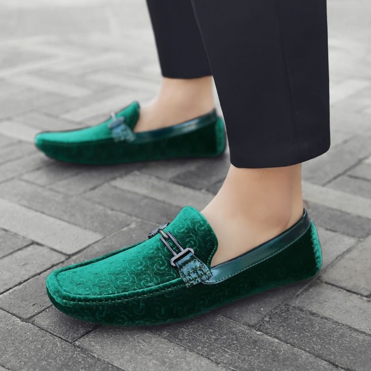 Amali Roberto Green Men's Velvet Green Driving Moccasins Driving Moccasins by Amali – Don't Panic Shoes