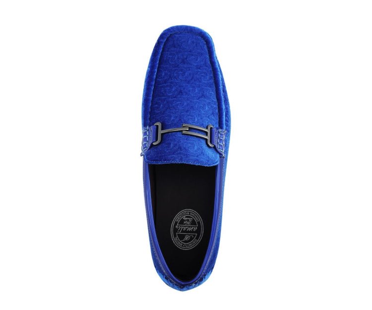 Amali Roberto Royal Velvet DreSs Shoes Men’s Blue Moccasins Driving Moccasins by Amali – Don't Panic Shoes