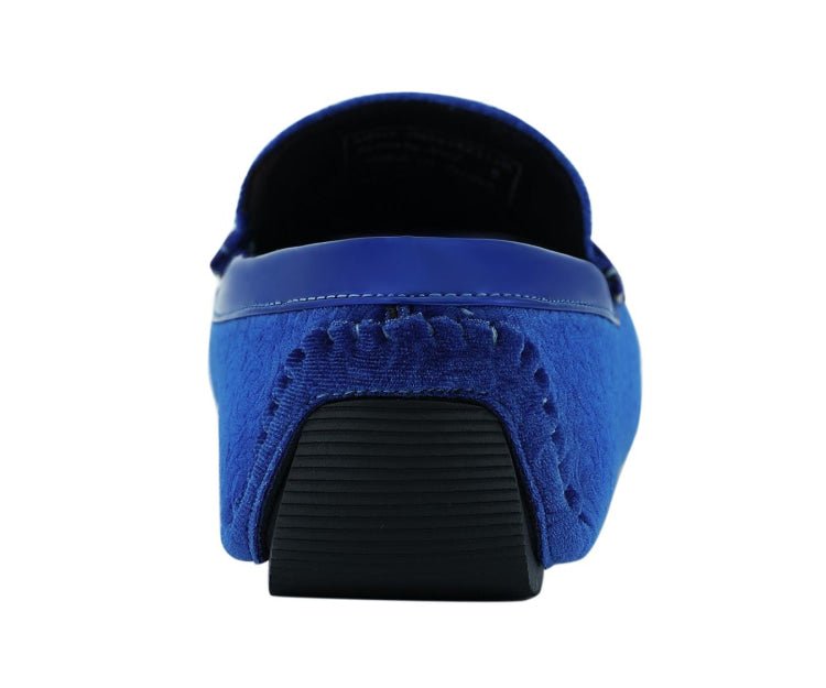 Amali Roberto Royal Velvet DreSs Shoes Men’s Blue Moccasins Driving Moccasins by Amali – Don't Panic Shoes