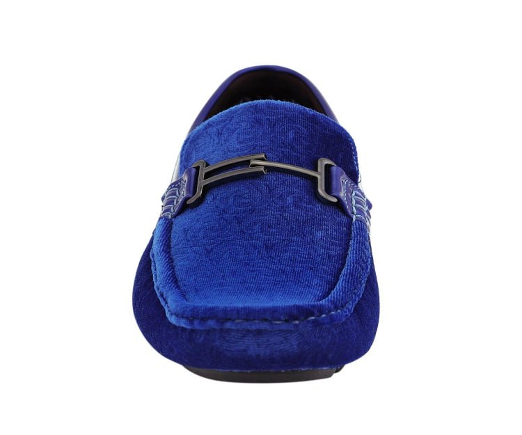 Amali Roberto Royal Velvet DreSs Shoes Men’s Blue Moccasins Driving Moccasins by Amali – Don't Panic Shoes