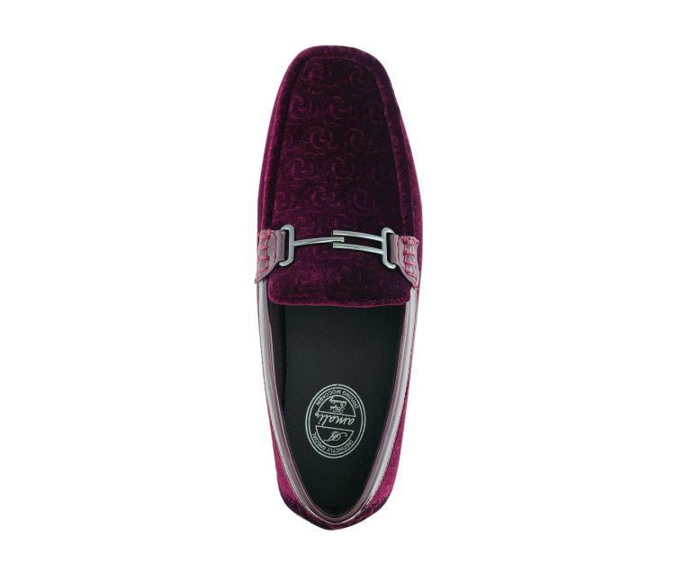 Amali Roberto Velvet Elegance Burgundy Floral Moccasins For Men Driving Moccasins by Amali – Don't Panic Shoes