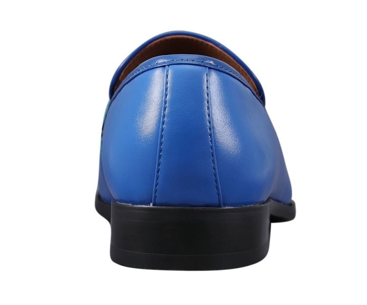 Amali Royal Elegance Two Tone Penny LoaferS Men’s Leather Royal Blue And White Loafers by Amali – Don't Panic Shoes