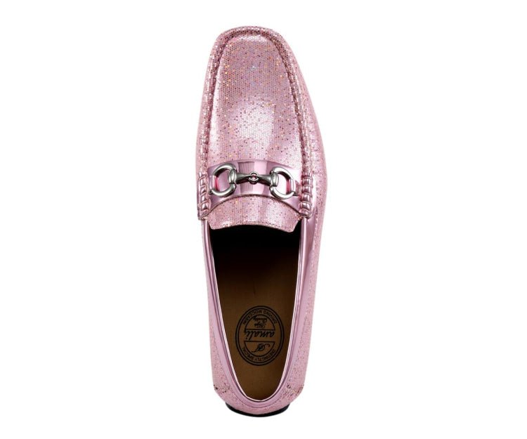 Amali SamSon Sequin Loafers Men’s Man Made Light Pink Driving Moccasins by Amali – Don't Panic Shoes
