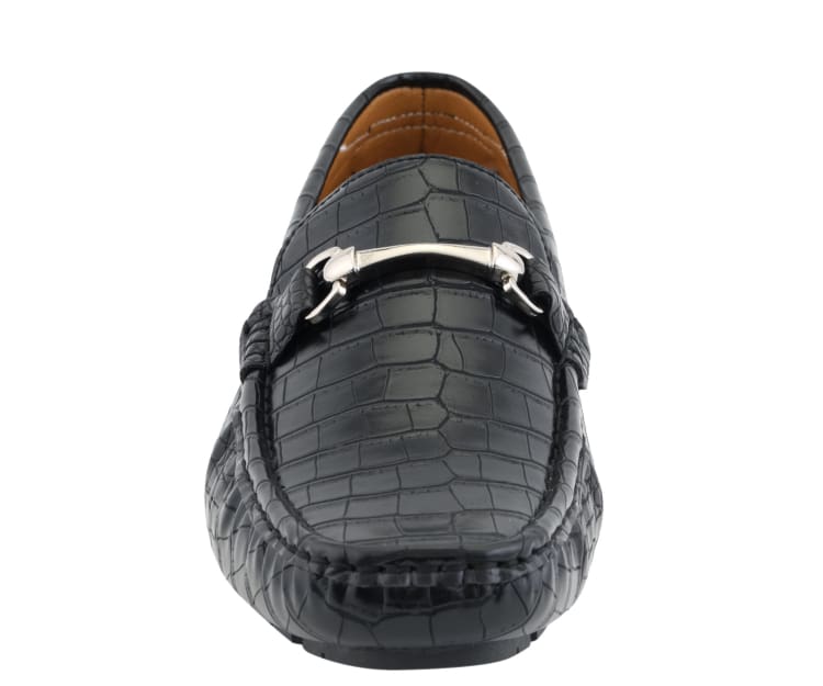 Amali TituS Crocodile Elegance Loafers Men’s Black Leather Driving Moccasins by Amali – Don't Panic Shoes