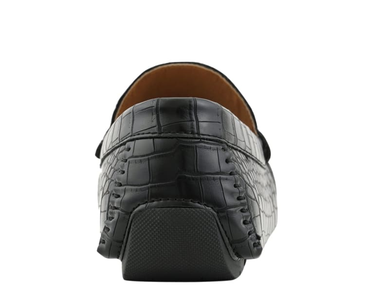 Amali TituS Crocodile Elegance Loafers Men’s Black Leather Driving Moccasins by Amali – Don't Panic Shoes